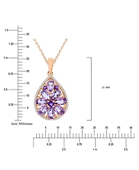 Rose De France & Amethyst Two-Stone 18" Pendant Necklace in 14k Rose Gold-Plated Sterling Silver