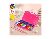 Akiudex 25-Note Portable Xylophone with Rainbow Keys and Carrying Case