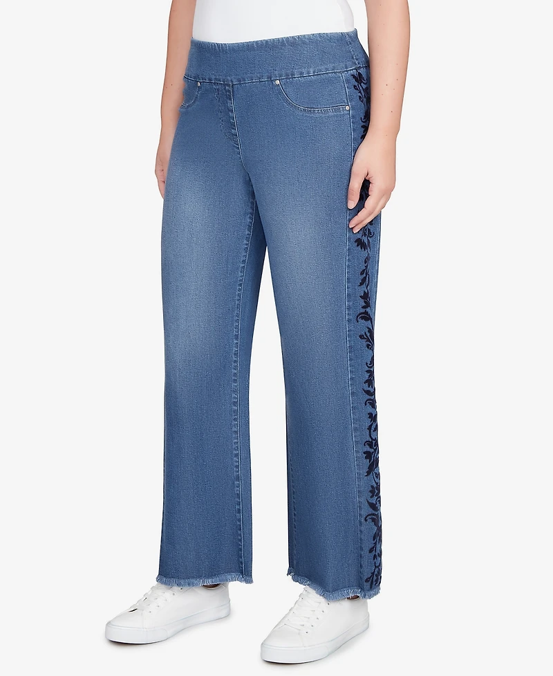 Ruby Rd. Petite Flocked Bootcut Ankle Jeans