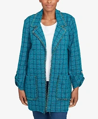 Ruby Rd. Petite Open Front Tweed Patch Pocket Jacket