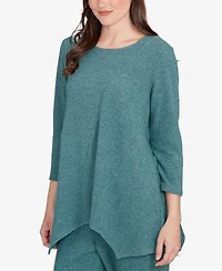Ruby Rd. Petite Solid Spliced Cozy Knit Top