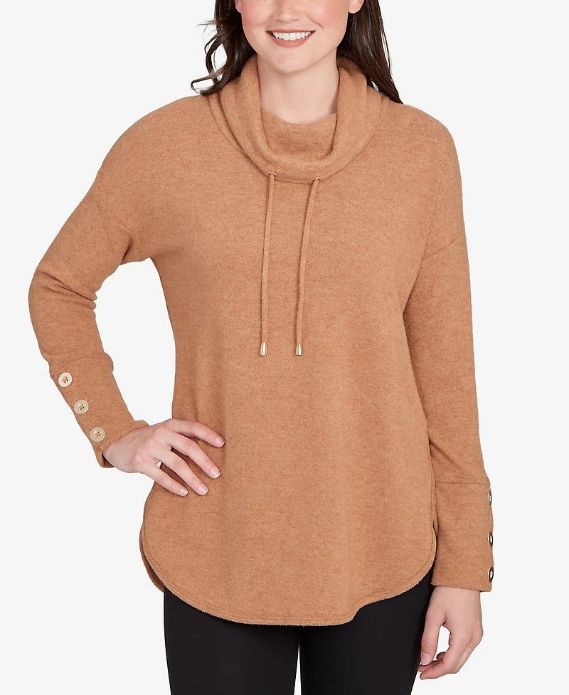 Ruby Rd. Petite Cozy Cowl Neck Drawstring Top