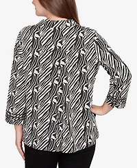 Ruby Rd. Petite Zebra Collared Knit Swing Jacket