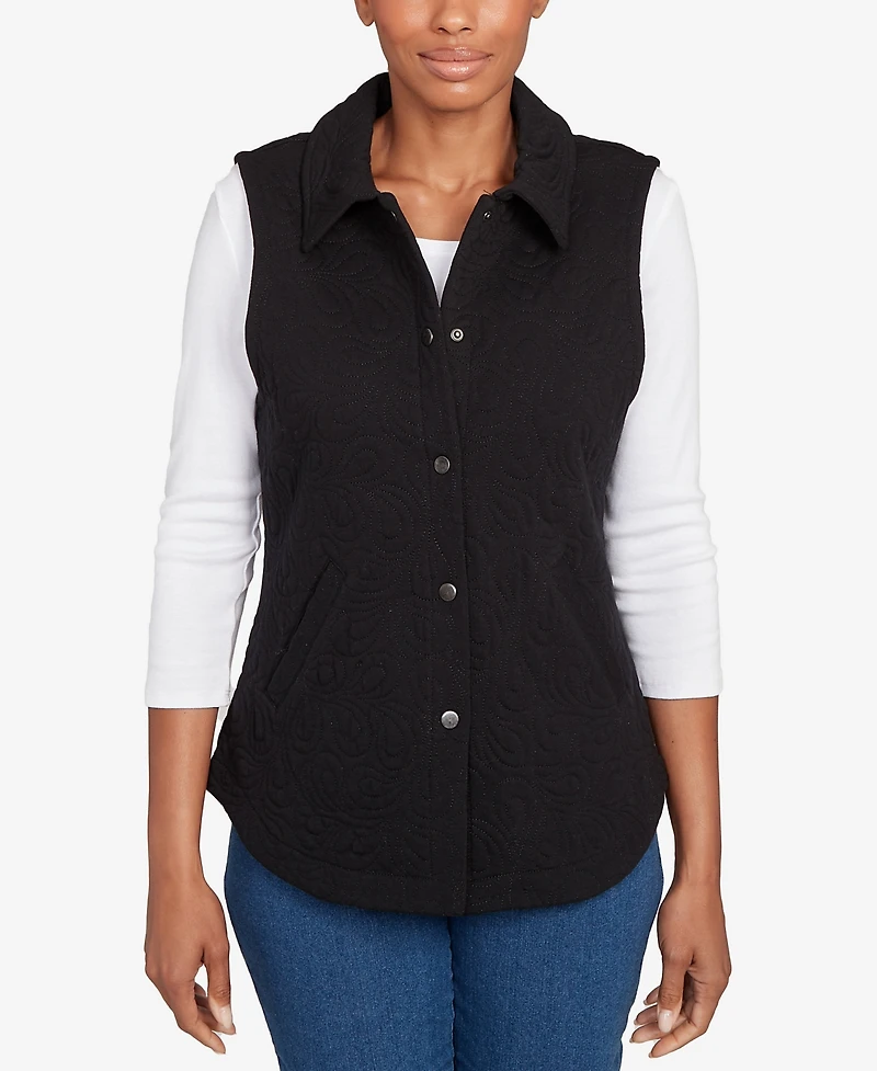 Ruby Rd. Petite Quilted Terry Inner Beauty Vest Jacket