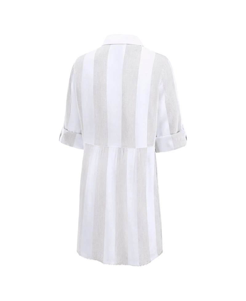 Tommy Bahama Women's Khaki/White San Francisco 49ers Rugby Beach Stripe Button-Up Tunic