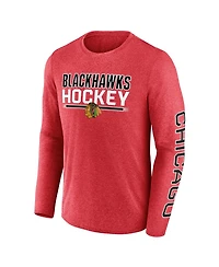 Fanatics Men's Heather Red Chicago Blackhawks Sweep Iconic Synthetic Long Sleeve T-Shirt