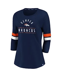 Fanatics Women's Navy/Orange Denver Broncos Iconic Stripe 3/4 Sleeve T-Shirt