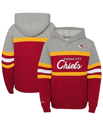 Mitchell & Ness Big Boys and Girls Red Kansas City Chiefs Throwback Head Coach Pullover Hoodie
