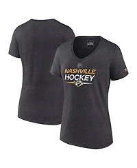 Fanatics Women's Heather Charcoal Nashville Predators Authentic Pro Primary V-Neck T-Shirt