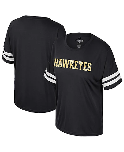 Colosseum Women's Black Iowa Hawkeyes Treasure Oversized Sequin T-Shirt