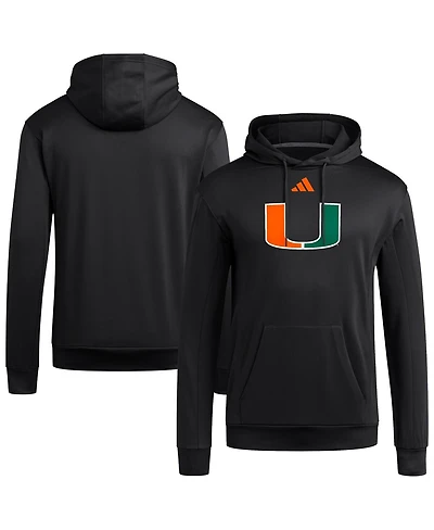 Adidas Men's Black Miami Hurricanes Locker Logo Fleece Pullover Hoodie