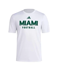 Adidas Men's White Miami Hurricanes Locker Practice Football Pre-Game T-Shirt