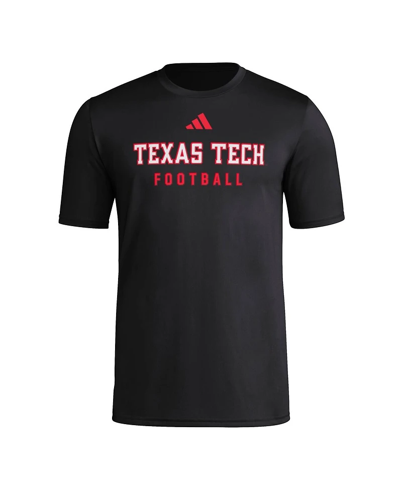 Adidas Men's Black Texas Tech Red Raiders Locker Practice Football Pre-Game T-Shirt