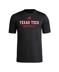 Adidas Men's Black Texas Tech Red Raiders Locker Practice Football Pre-Game T-Shirt