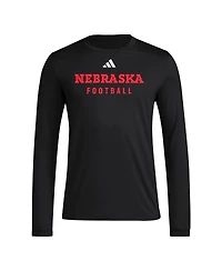Adidas Men's Black Nebraska Huskers Locker Practice Football Pre-Game Long Sleeve T-Shirt