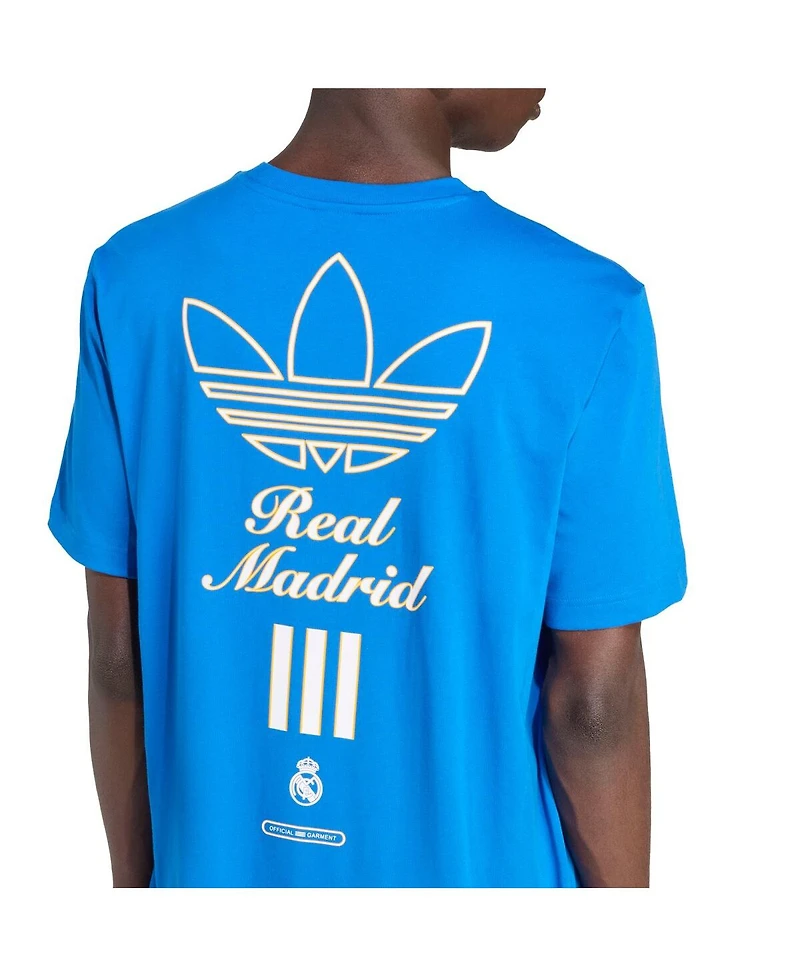 Adidas Men's Blue Real Madrid Terrace Icons Collection Graphic T-Shirt