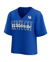 Fanatics Women's Royal Kentucky Wildcats Tall Script Overlay Mesh V-Neck Fashion Top