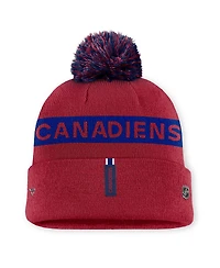Fanatics Women's Red/Navy Montreal Canadiens Authentic Pro Rink Cuffed Pom with Knit Hat