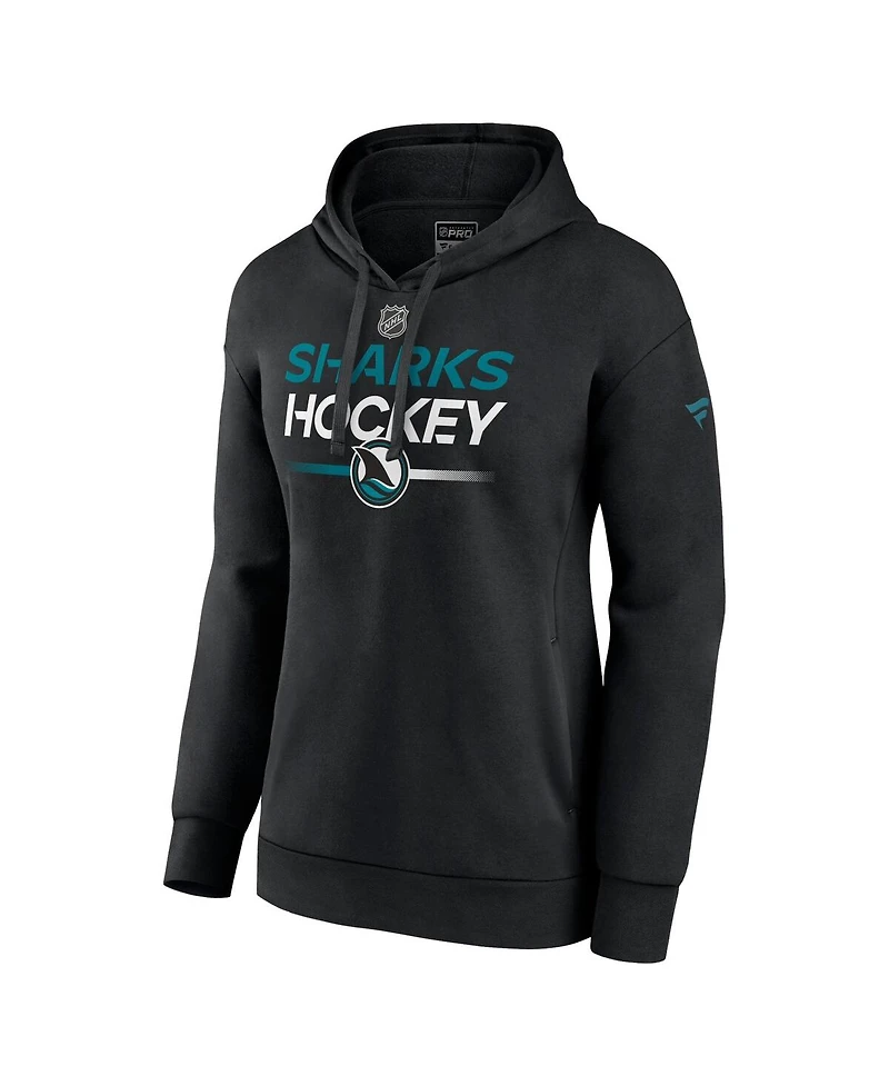 Fanatics Women's Black San Jose Sharks Alternate Wordmark Fleece Pullover Hoodie