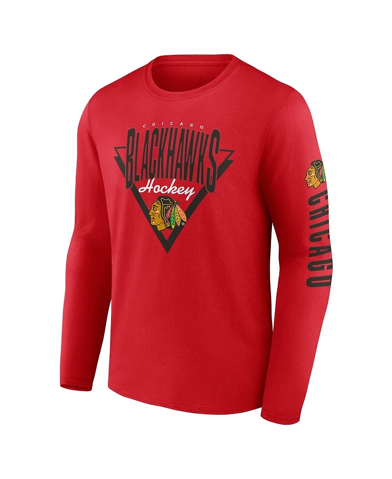 Fanatics Men's Red Chicago Blackhawks Headline Long Sleeve T-Shirt