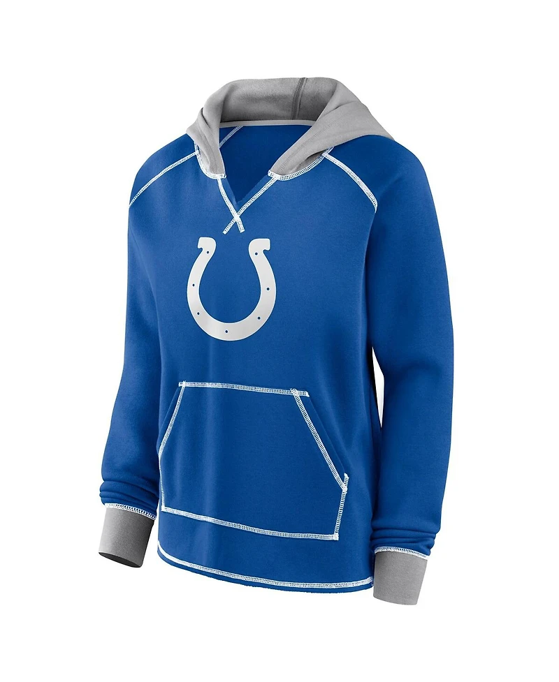 Logo Athletic Women's Royal Indianapolis Colts Boom Fleece Pullover V-Neck Hoodie