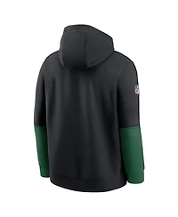 Nike Men's Black New York Jets Throwback Logo Club Tri-Blend Pullover Hoodie
