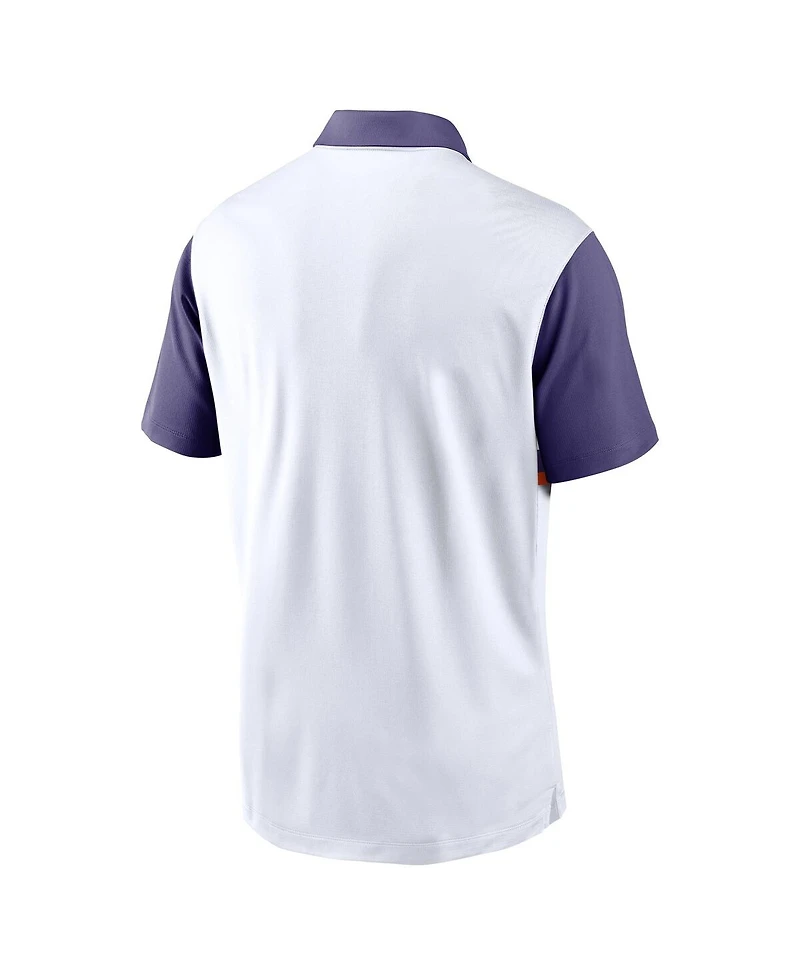 Nike Men's White/Purple Clemson Tigers Athletic Prep Alt Logo Vapor Performance Polo Shirt