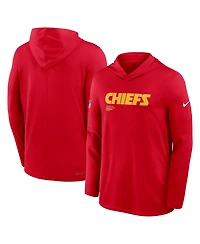 Nike Men's Red Kansas City Chiefs Big Tall Sideline Performance Long Sleeve Hoodie T-Shirt
