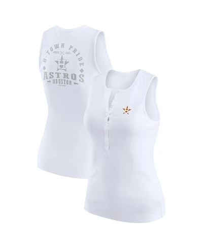 Wear by Erin Andrews Women's White Houston Astros Rib-Knit Henley Tank Top