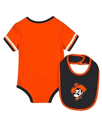Colosseum Baby Boys and Girls 2-Piece Orange Oklahoma State Cowboys Bodysuit Bib Set