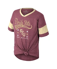 Colosseum Big Girls Garnet Florida State Seminoles Frontier Tie Front T-Shirt