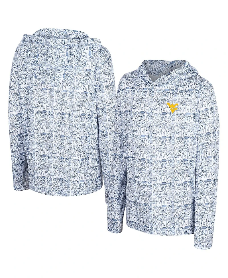 Colosseum Big Boys and Girls Navy West Virginia Mountaineers All-Over Print Hoodie