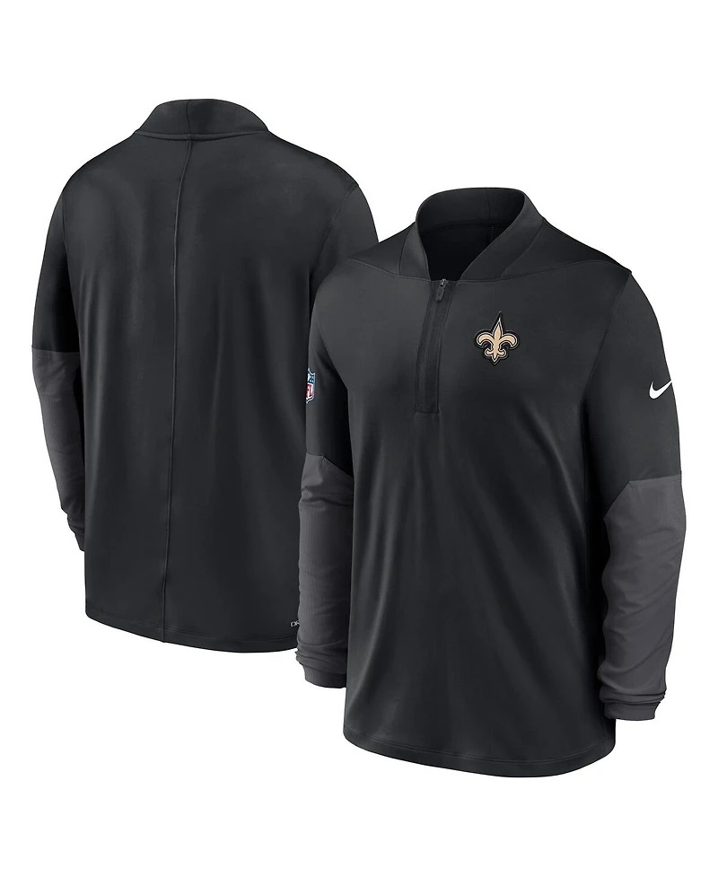Nike Men's Black New Orleans Saints Sideline Feel the Pressure Performance Half-Zip Pullover