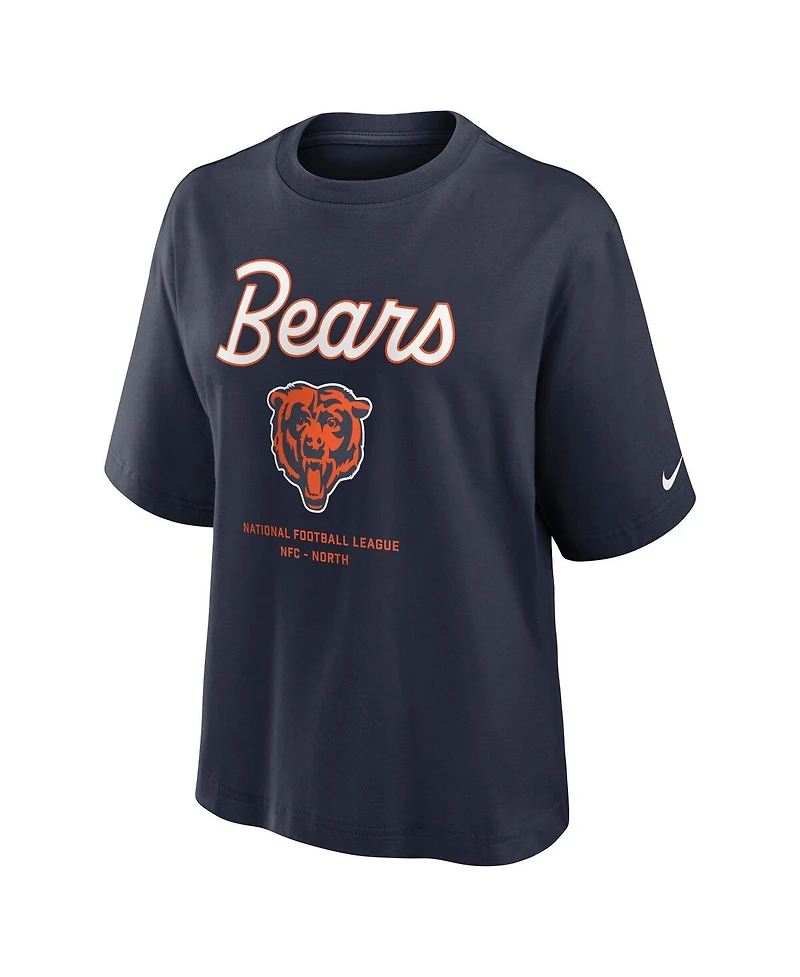 Nike Women's Navy Chicago Bears Essential Script Relaxed Boxy T-Shirt
