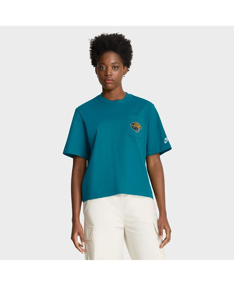 Nike Women's Teal Jacksonville Jaguars Rewind Pocket Boxy T-Shirt