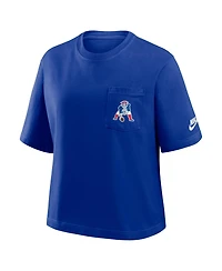 Nike Women's Navy New England Patriots Rewind Pocket Boxy T-Shirt