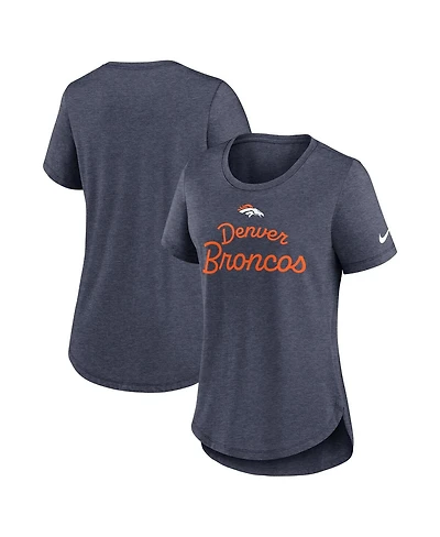 Nike Women's Navy Denver Broncos Script Tri-Blend T-Shirt
