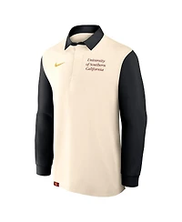 Nike Men's Tan/Black Usc Trojans Rugby Long Sleeve Shirt