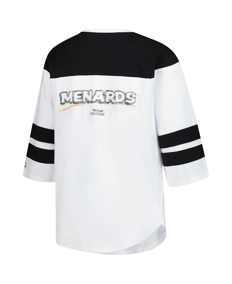 Starter Women's White Ryan Blaney Grand Slam 3/4-Sleeve T-Shirt