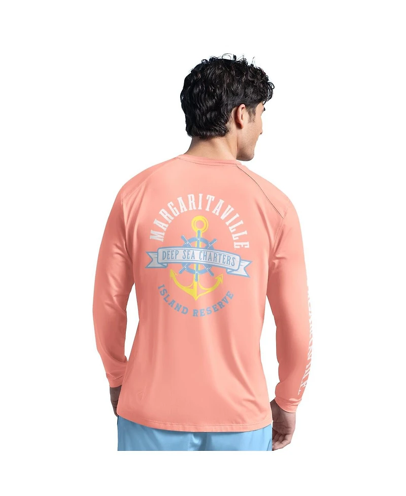 Margaritaville Men's Coral Cleveland Browns Rock Harbor Long Sleeve Rashguard Top