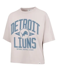 '47 Brand Women's Natural Detroit Lions Cropped Windthrow Ravine T-Shirt