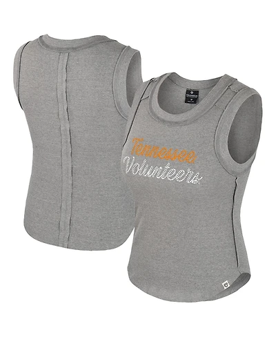 Colosseum Women's Heather Gray Tennessee Volunteers Beach You Ribbed Tri-Blend Tank Top