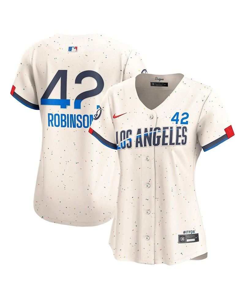 Nike Women's Jackie Robinson Cream Los Angeles Dodgers City Connect Retired Limited Jersey