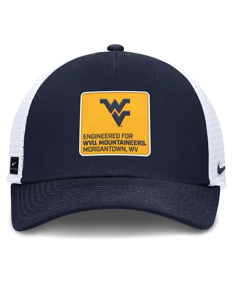 Nike Men's Navy/White West Virginia Mountaineers 2025 On-Field Rise Engineered Trucker Adjustable Hat
