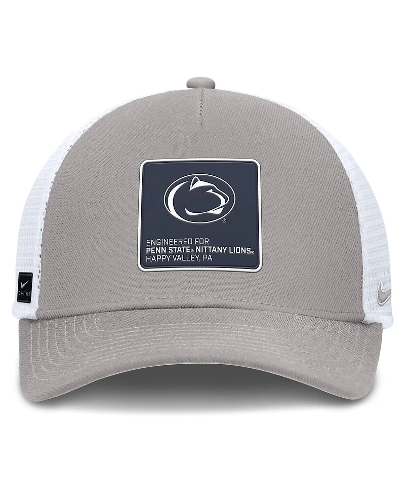 Nike Men's Gray/White Penn State Nittany Lions 2025 On-Field Rise Engineered Trucker Adjustable Hat