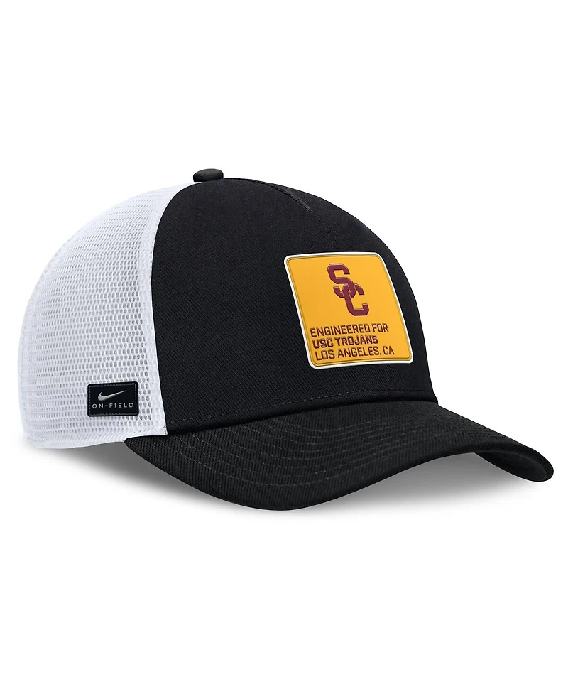 Nike Men's Black/White Usc Trojans 2025 On-Field Rise Engineered Trucker Adjustable Hat