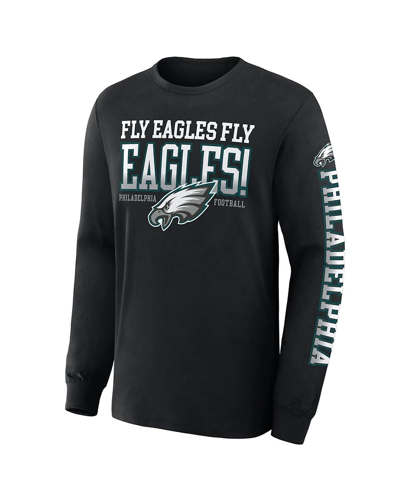 Fanatics Men's Black Philadelphia Eagles Hometown Sweep Legacy Long Sleeve T-Shirt