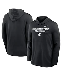 Nike Men's Black Michigan State Spartans 2025 Sideline Performance Long Sleeve Hoodie T-Shirt