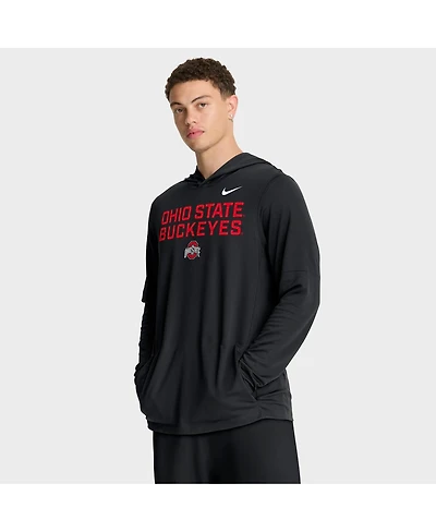 Nike Men's Black Ohio State Buckeyes 2025 Sideline Performance Long Sleeve Hoodie T-Shirt