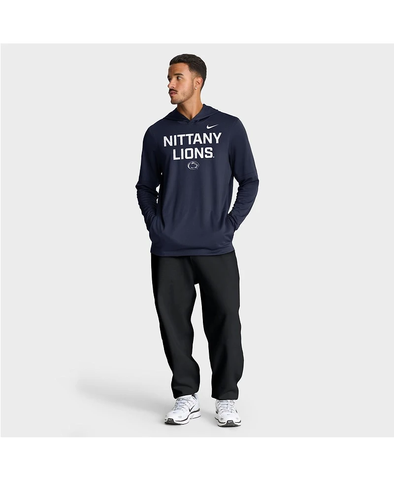 Nike Men's Navy Penn State Nittany Lions 2025 Sideline Performance Long Sleeve Hoodie T-Shirt